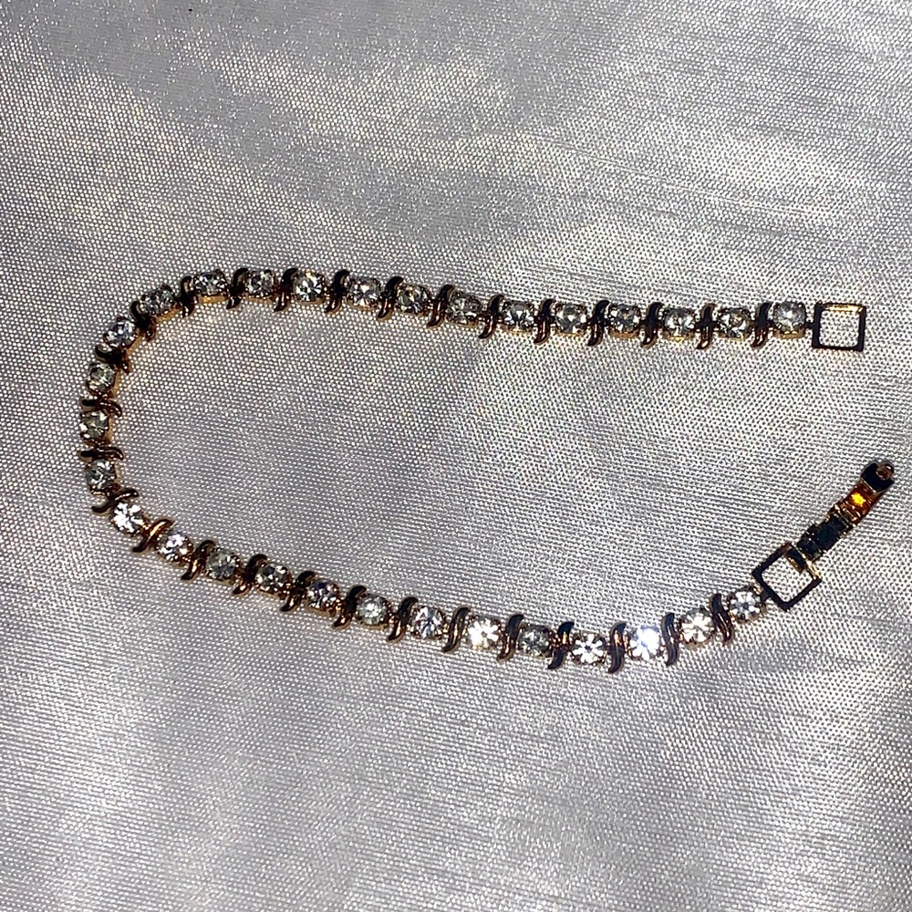 Vintage Gold Bracelet Costume with Crystal Detailing